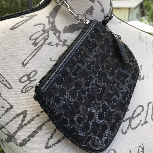 Small Black Fabric Coach Wristlet - Picture 2 of 5
